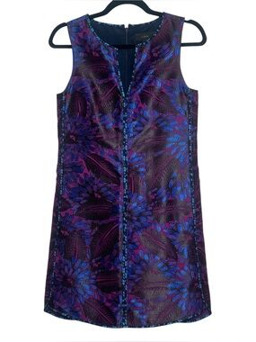 J. Crew Sleeveless Shift Dress Midnight Floral Jacquard Womens Size 00